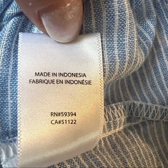 BEACHLUNCHLOUNGE Linen & Cotton Off Shoulder Blue & White Striped Tunic Top Sz:S - Picture 7 of 8